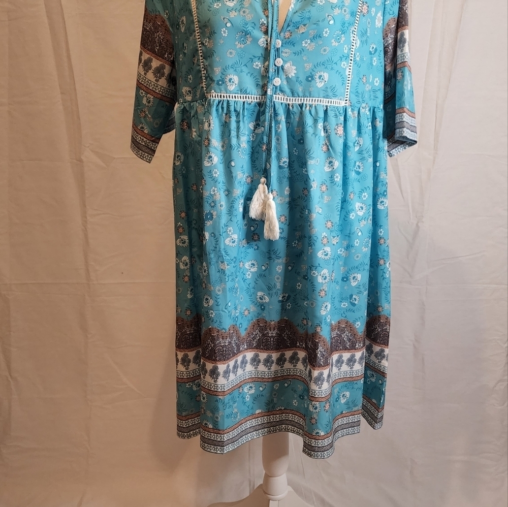 Boheltz Women's V-neck Boho Dress - Picture 11 of 12